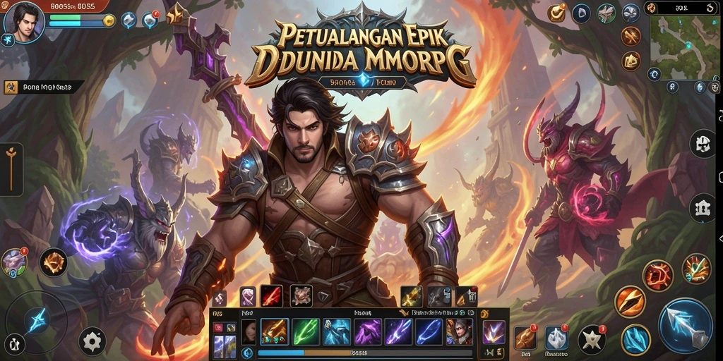 Screenshot gameplay dari 8055 yang menunjukkan aksi di dunia MMORPG.