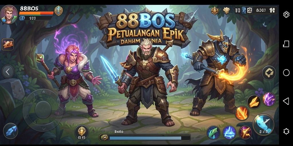 Tampilan aksi seru dalam gameplay 88BOS RPG.