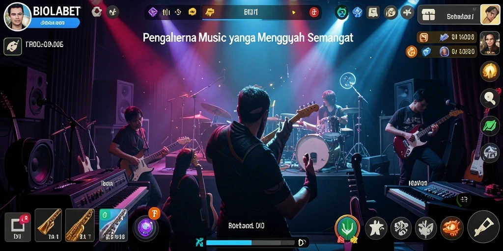 Screenshot utama BIOLABET menampilkan gameplay musik yang interaktif dan menarik.