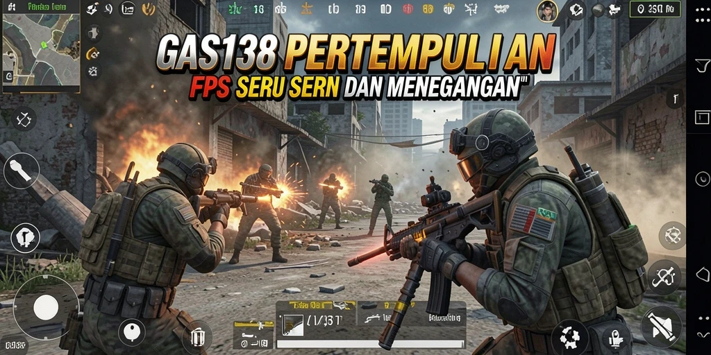 Screenshot utama GAS138 menampilkan aksi tembak-menembak yang seru dan mendebarkan.