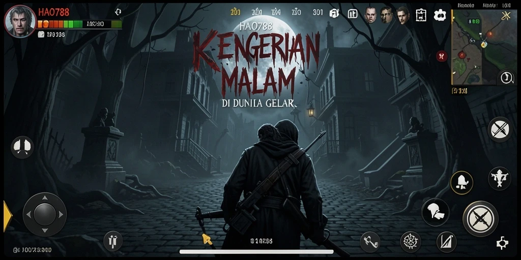 Tangkapan layar menampilkan gameplay menegangkan di HAO788 dengan suasana horor.