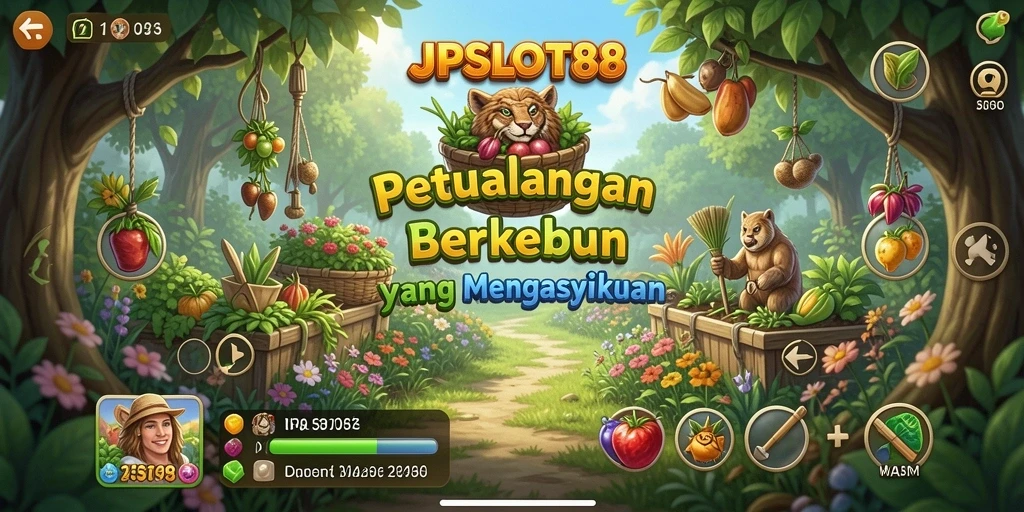 Tampilan gameplay JPSLOT88 dengan kebun yang subur dan bebas.