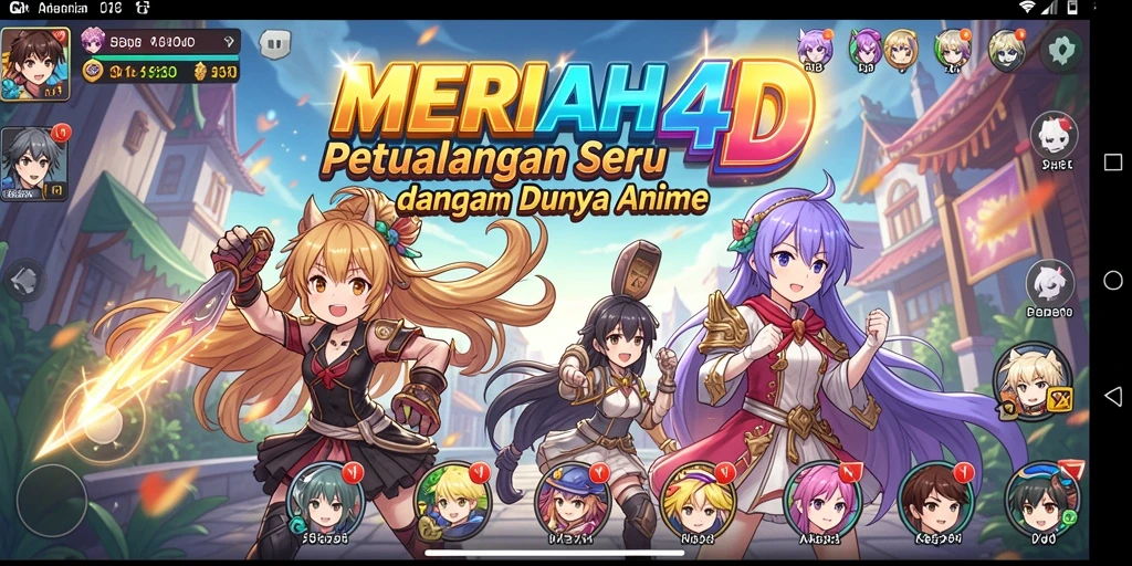 Screenshot gameplay MERIAH4D menampilkan karakter anime favorit dengan grafis menawan.
