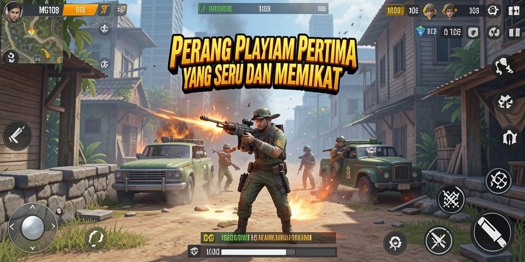 Screenshot MG108 menampilkan aksi mendebarkan dalam gameplay FPS.