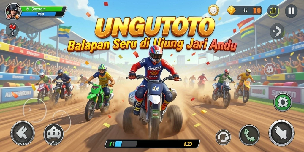 Gameplay Racing UNGUTOTO yang penuh aksi dan kecepatan.