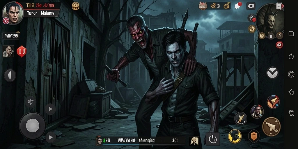 Tampilan gameplay menegangkan dalam dunia kegelapan.